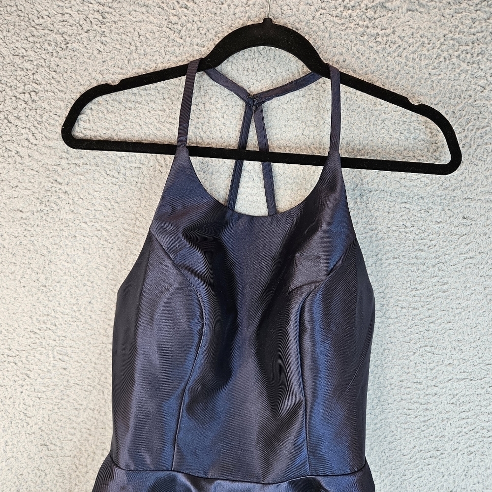 Alyce Paris Navy Shine Fit & Flare Mini Dress Sz 6 Cocktail Evening Home coming - Picture 3 of 14